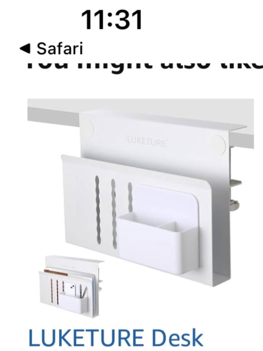 White Desk Organizer Caddy/goes on the side of desk